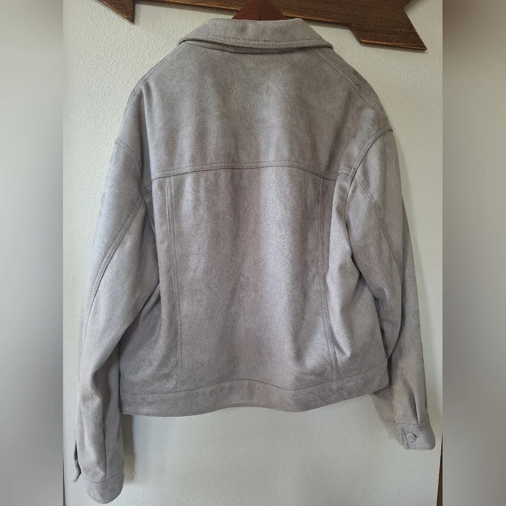 Zara Casadora Mens Gray Faux Suede Button Down Lightweight Jacket Size XL